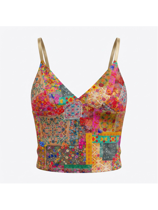 Natural Life Tops - Natural Life Camisole Top Multi Floral Adjustable Strap Plunge V Neck Women's M